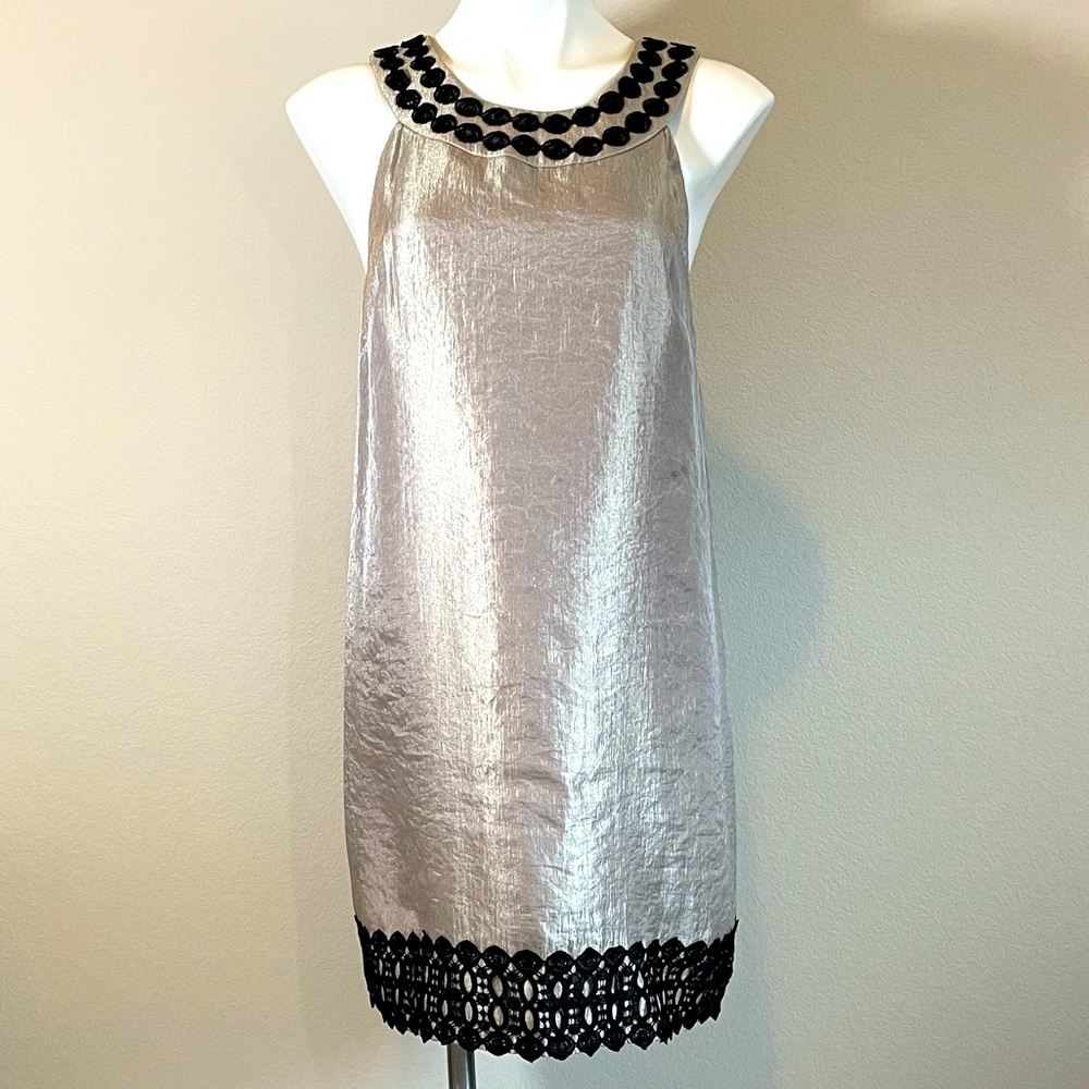Nine West Dress with Lace Trim Taupe and Black Size 10
